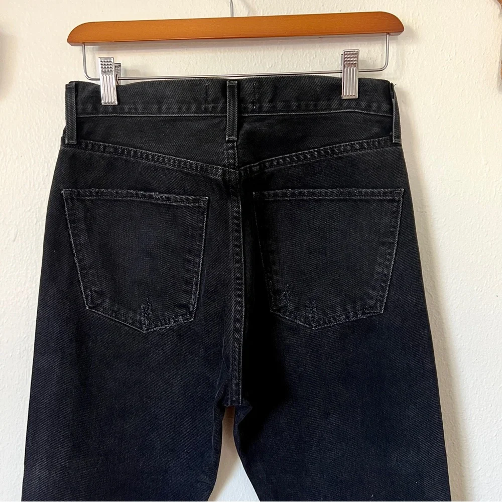 AGOLDE Cherie High Rise Straight Jeans Distortion Black Distressed - Picture 8 of 10